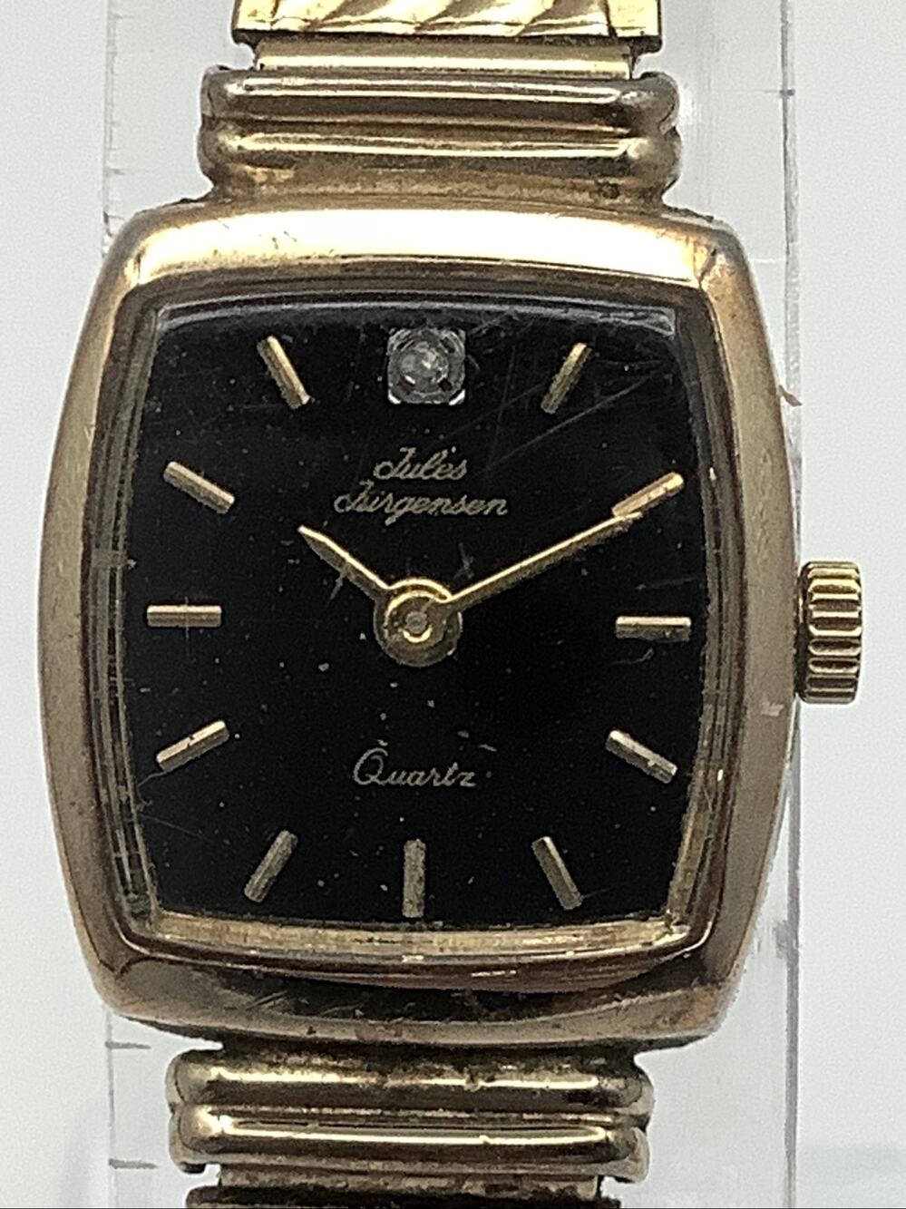 Jules Jurgensen 9024 Gold Tone Quartz Watch Black Dial